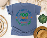 Happy Happy Happy 100 Days Of School Grey 2 graphic tee in Blue Jean