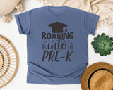 Roaring Into Pre-K Grey graphic tee in Blue Jean