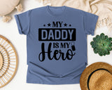 My Daddy Is My Hero White 2 graphic tee in Blue Jean