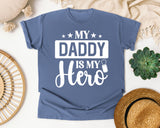 My Daddy Is My Hero White 3 graphic tee in Blue Jean