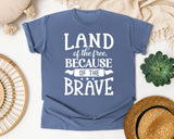 Land Of The Free Because Of The Brave White 2 graphic tee in Blue Jean