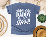 My Daddy Is My Hero White 6 graphic tee in Blue Jean