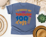 I Sparkled My Way Through 100 Days White 2 3 graphic tee in Blue Jean