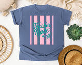 Teacher Mode Off Stripes graphic tee in Blue Jean