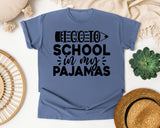 I Go To School In My Pajamas White graphic tee in Blue Jean