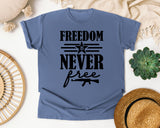 Freedom Is Never Free White graphic tee in Blue Jean