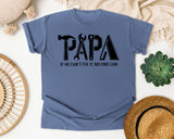 Papa If He Can't Fix It No One Can Black graphic tee in Blue Jean