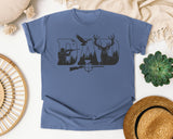 Dad Hunting Grey graphic tee in Blue Jean