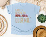 Father Husband Meat Smoker Legend Pink graphic tee in Chambray