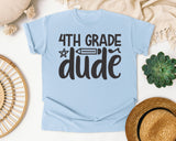 4th Grade Dude White graphic tee in Chambray