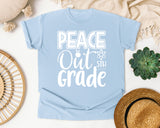 Peace Out 5th Grade White graphic tee in Chambray