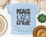 Peace Out 1st Grade Grey graphic tee in Chambray