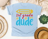 1st Grade Dude White 2 3 graphic tee in Chambray