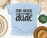 2nd Grade Dude White graphic tee in Chambray