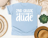 2nd Grade Dude White 2 graphic tee in Chambray