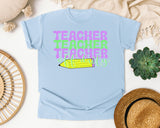 Teacher Teacher Teacher graphic tee in Chambray