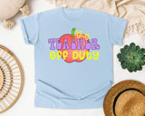 Teacher Off Duty Apple graphic tee in Chambray