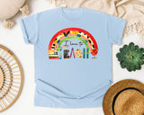 I Love To Teach Rainbow graphic tee in Chambray