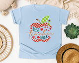 Best Teacher Ever Apple graphic tee in Chambray