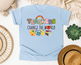 Teachers Change The World graphic tee in Chambray