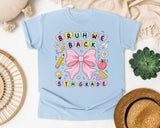 Bruh We Back 5th Grade Bow Graphic Tee graphic tee in Chambray