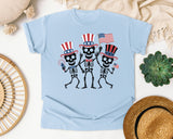 Three Skeletons With Flags graphic tee in Chambray