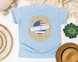 Police Officer Hero Dad graphic tee in Chambray
