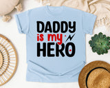 Daddy Is My Hero White graphic tee in Chambray