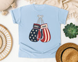 Patriotic Dad Boxing Gloves graphic tee in Chambray