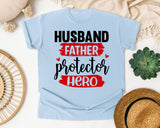 Husband Father Protector Hero graphic tee in Chambray
