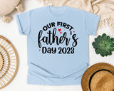 Our First Father's Day graphic tee in Chambray