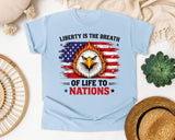 Liberty Is The Breath Of Life To Nations Grey graphic tee in Chambray