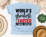World's Greatest Farter I Mean Father graphic tee in Chambray