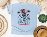 Celebrating Patriotic Skeleton graphic tee in Chambray