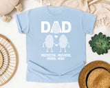 Dad Protector Provider Friend Hero White graphic tee in Chambray