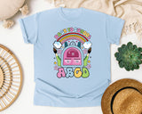 Back To School ABCD Backpack graphic tee in Chambray