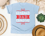 Husband Dad Granddad Red 2 graphic tee in Chambray