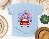 Patriotic Truck Fireworks graphic tee in Chambray