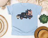 Patriotic Truck With Gifts graphic tee in Chambray