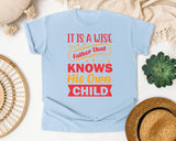 It Is A Wise Father That Knows His Own Child Red graphic tee in Chambray