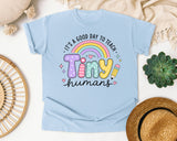 Its A Good Day To Teach Tiny Humans Rainbow graphic tee in Chambray