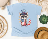 Raccoon In Uncle Sam Hat graphic tee in Chambray