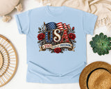 USA 250 Years Of Freedom graphic tee in Chambray