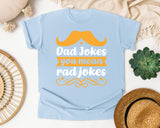 Dad Jokes You Mean Rad Jokes White graphic tee in Chambray