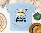 Shine On Teacher graphic tee in Chambray