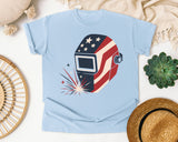 Patriotic Welding Helmet graphic tee in Chambray