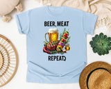 Beer Meat Repeat Brown graphic tee in Chambray