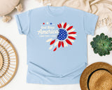 God Bless America Land That I Love Red graphic tee in Chambray