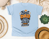 Best Dad Ever Full Time Hero Part Time Sleeper Grey graphic tee in Chambray