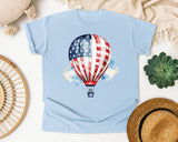 Flag Hot Air Balloon graphic tee in Chambray